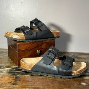 Bio feet two strap black sandal size 41 comfortable and basic capsule for summer